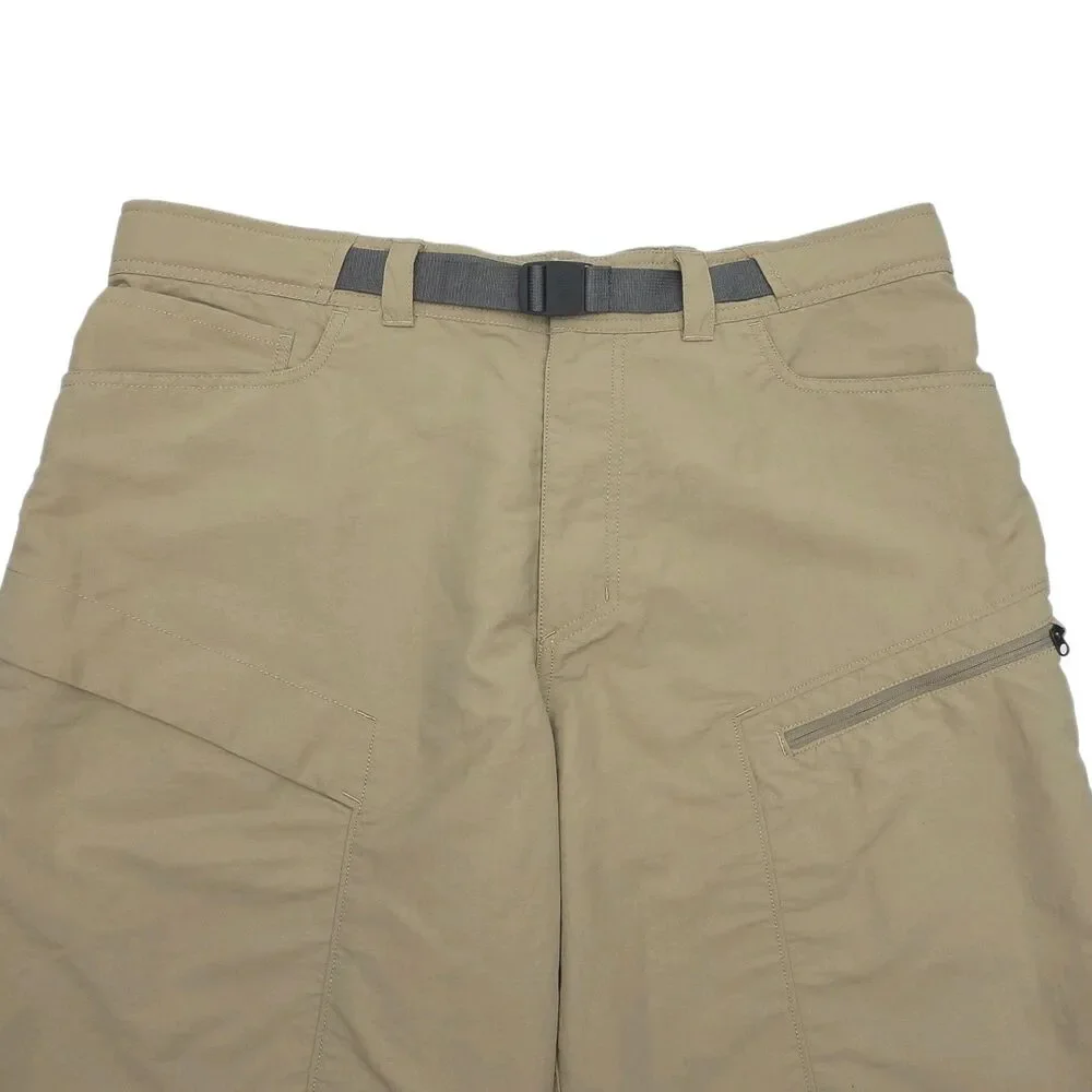 North Face Utility Shorts Khaki Tan Men Sz XL Nylon Flat Front 9